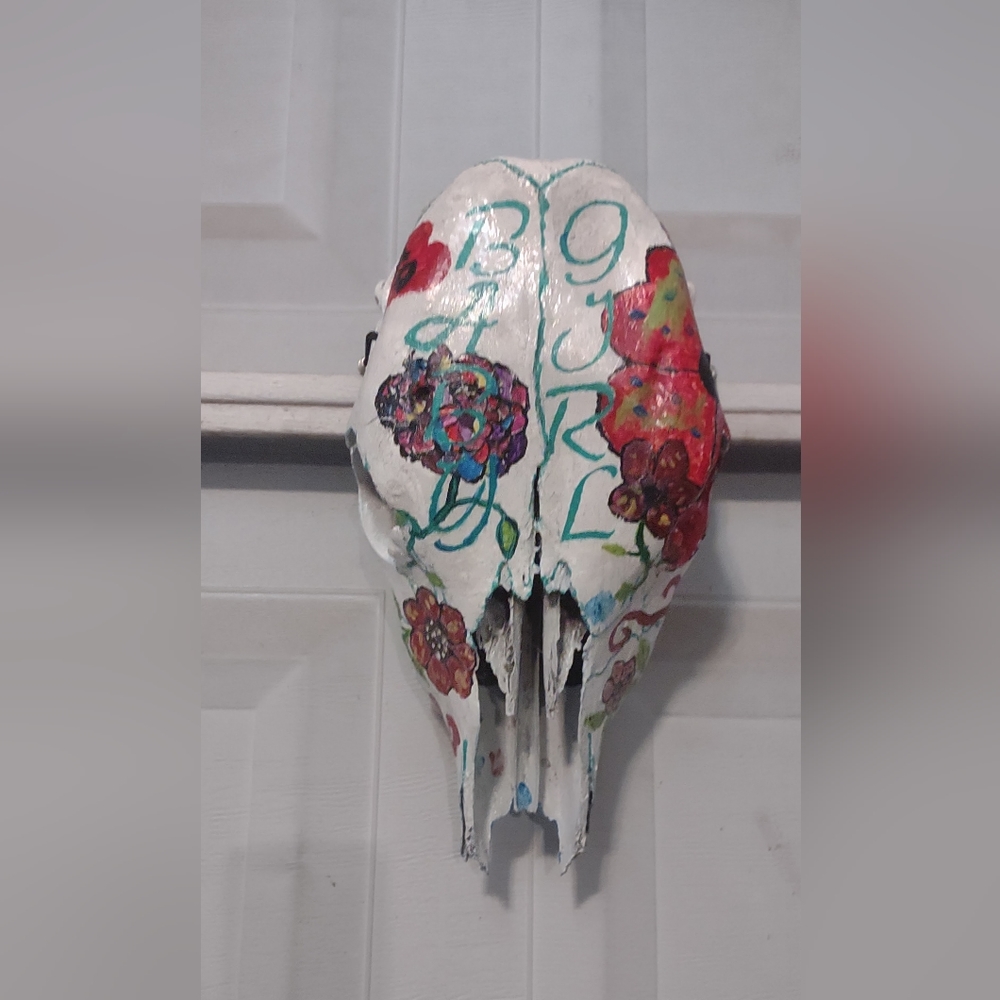 Hand painted cow skulls